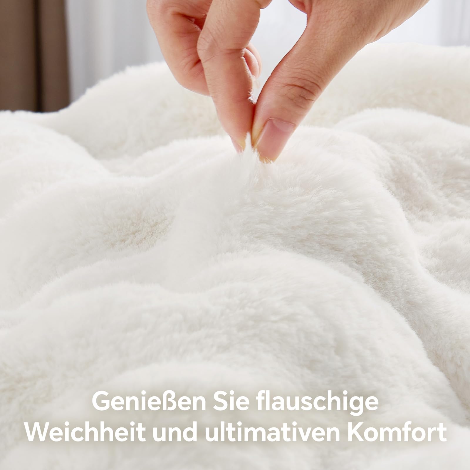 BEDELITE Bubble Fellimitat Kuscheldecke Flauschig Decke 150x200, Cremeweiß