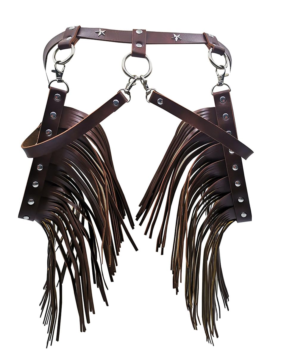 Women Body Harness Garter Punk Leather Waist Belts with Fringe Gothic Leg Tassel Belt for Dress Festival Dance Consume