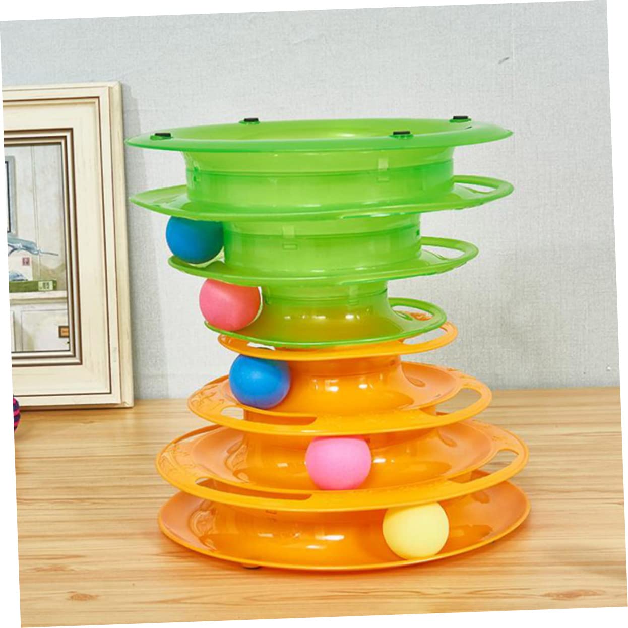 SUPVOX Jouet pour Chat Interactif À Trois Niveaux 25X25X13 Cm Plaque Ronde avec Piste De Roulette Stimule Agilité Et Exercice pour Chats Intérieurs