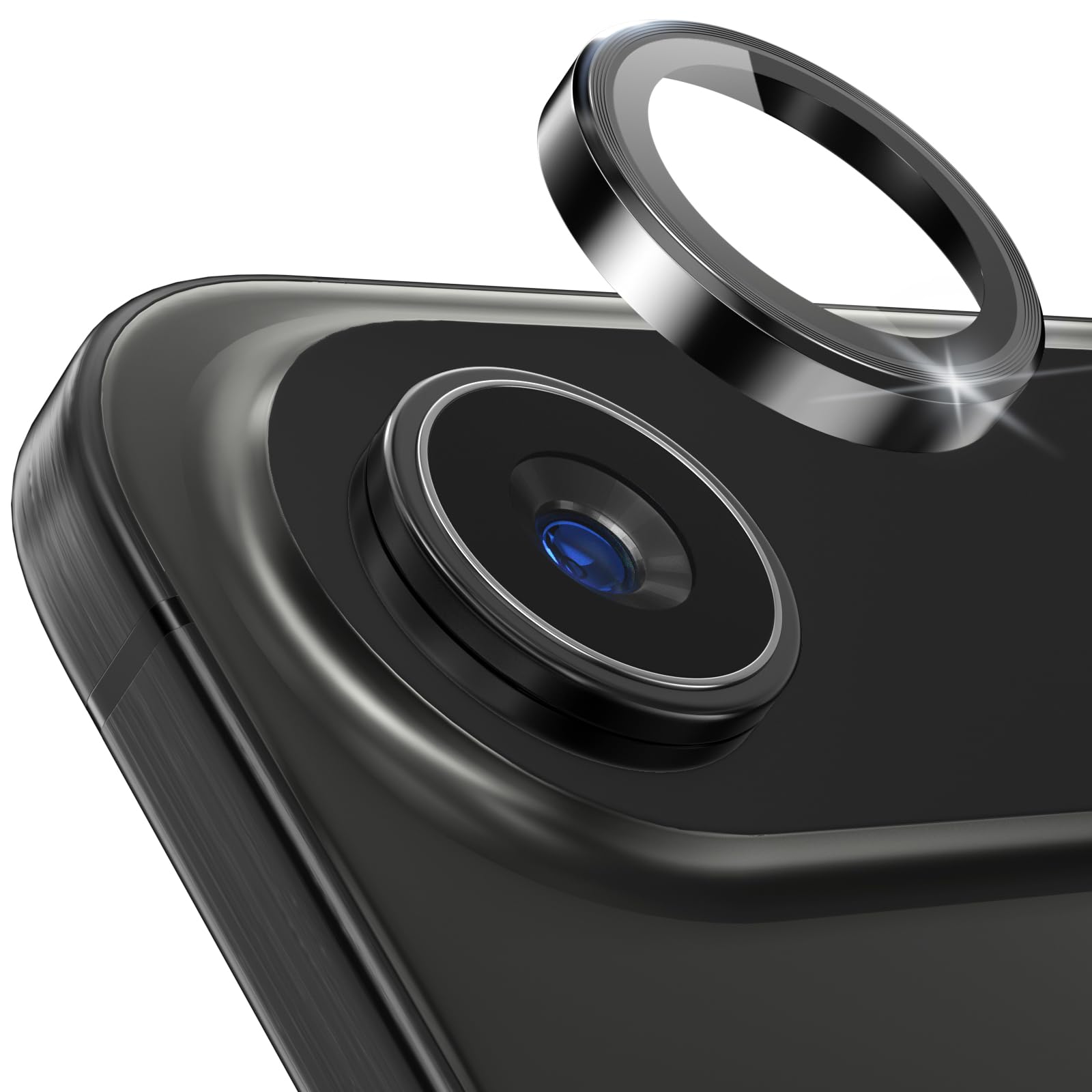 CloudValley for iPhone 17 Air Camera Lens Protector, [1 Second Installaion] Ultra-HD Tempered Glass Cover, [Case-Friendly] Metal Lens Screen Protective Ring, Black