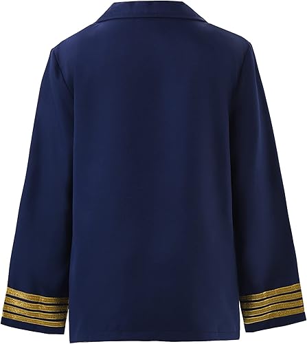 Miniatura 2 de ReliBeauty Disfraz de piloto de lujo para niños, conjunto de juego de rol con chaqueta, pantalones y sombrero