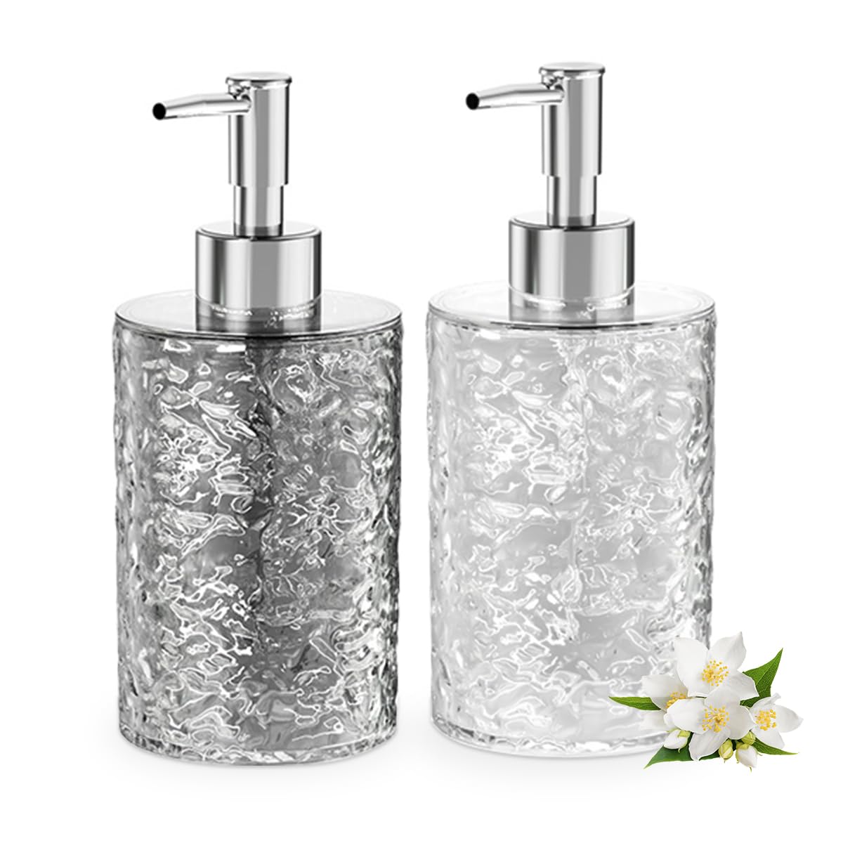 2PCS Plastic Soap Dispenser, 400ml Washing Up Liquid Dispenser (Round)