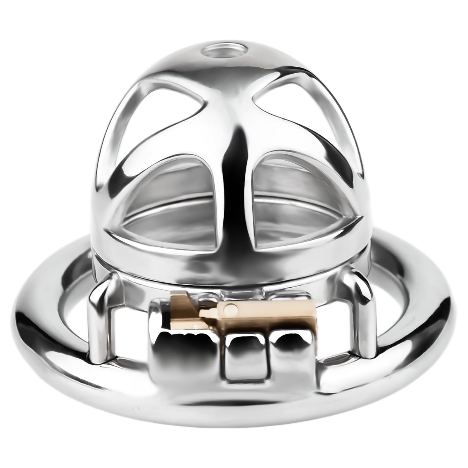 Jaula de pene de diseño hueco con anillo redondo y llave jaula de castidad de acero inoxidable 304 hombres impermeable desgaste pene jaula juguete sexual para el hombre (cage+dilator,40mm)