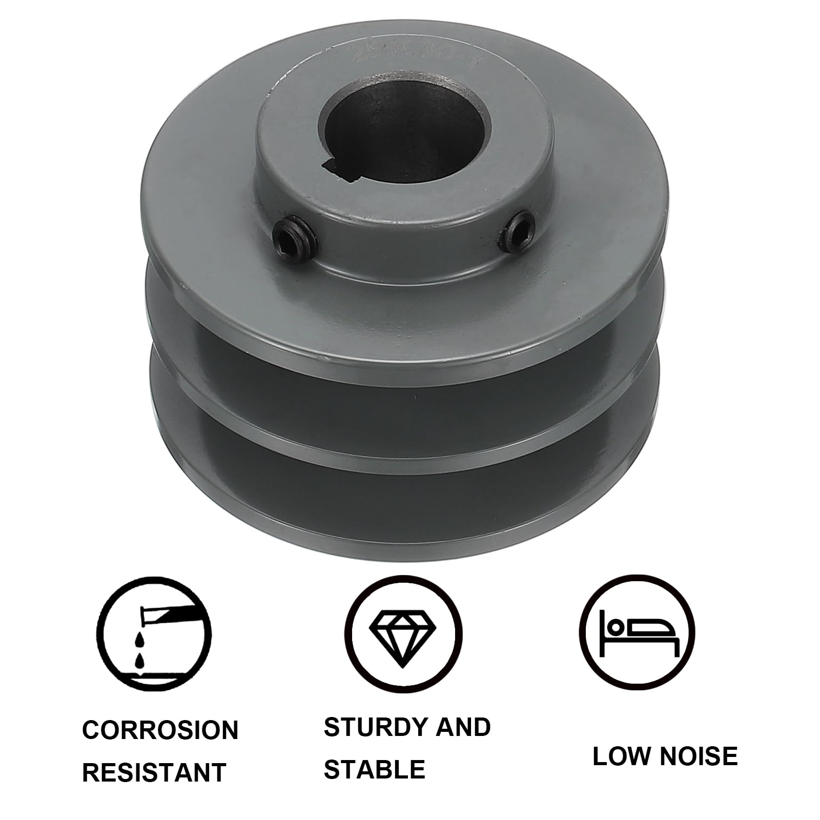 QUARKZMAN 2BK30-1 Puleggia A V Foro 1" Diametro Esterno 3.15" Doppia Scanalatura Puleggia Con Foro A Misura Ghisa Sezione Cinghia Per 3L O B Cinghia