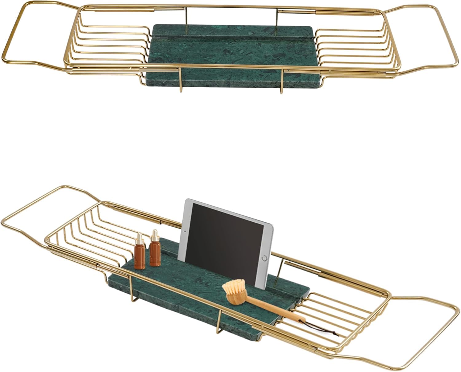 Expandable Bath Tub Tray Caddy Holder for Tablet Towel Bath Products Fit Bathtub or Kitchen Sink Luxury Bathtub