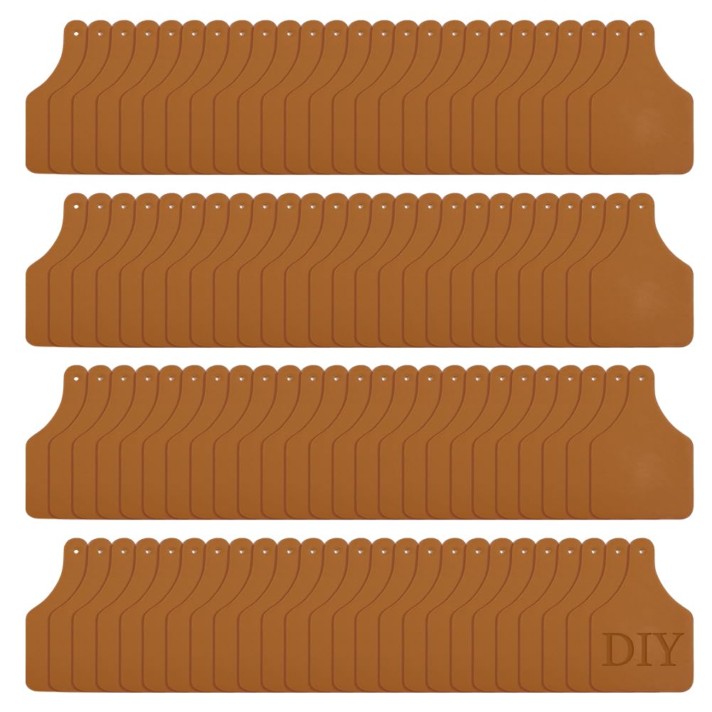 Étiquettes vierges en similicuir marron clair OLYCRAFT 100 pièces 7,6x5,1cm