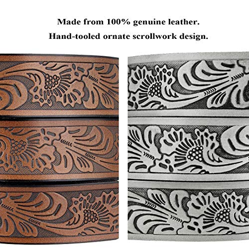 Square Buckle Floral Western Embossed Leather Belt4