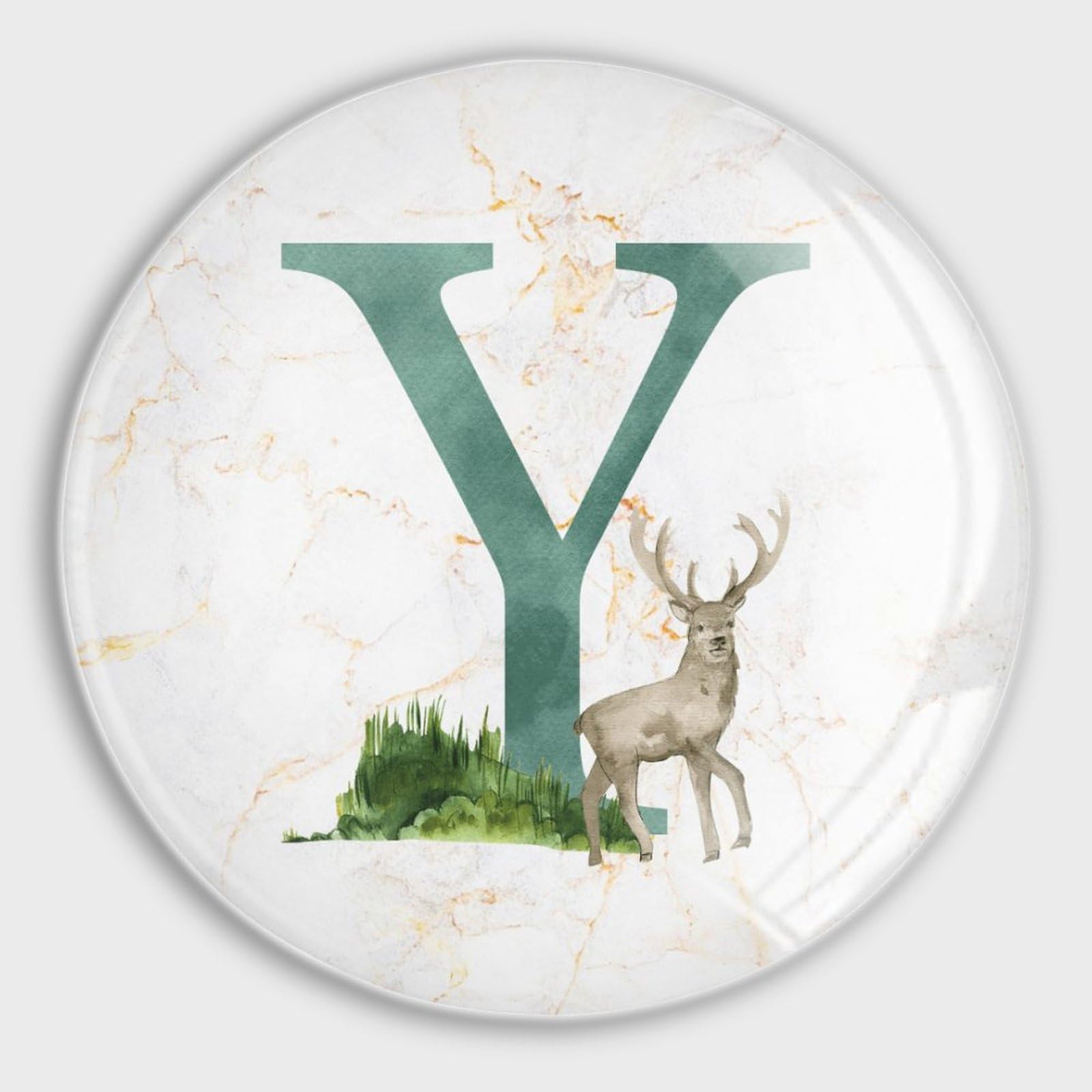 Aimants de réfrigérateur en verre de qualité Y monogramme cerfs