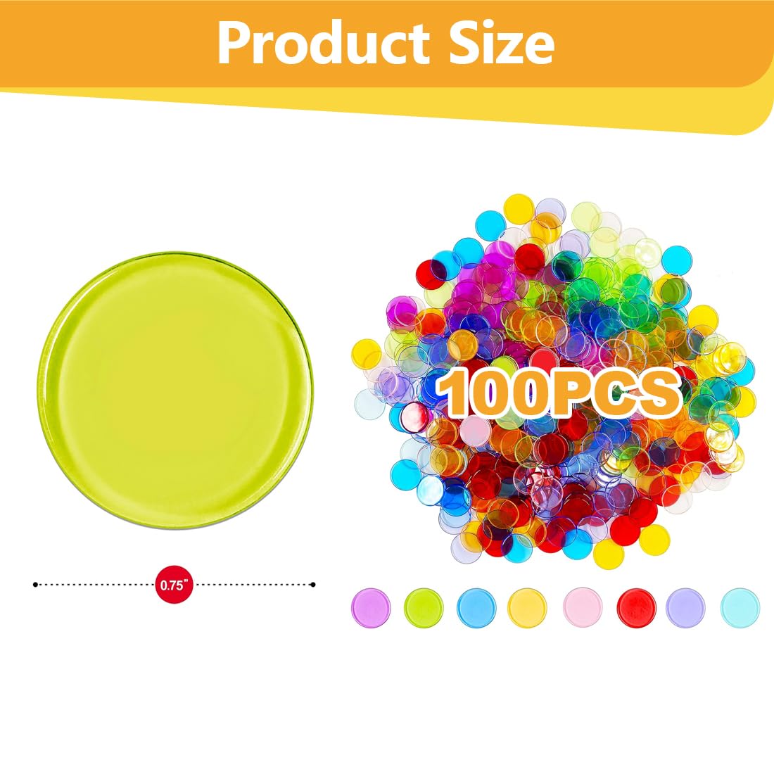 Xolaer 200 Jetons Loto Magnétiques Transparentes – Multicolores, 19mm, Pour Bingo, Tri, Comptage Et Jeux Éducatifs En Famille Ou à L'École