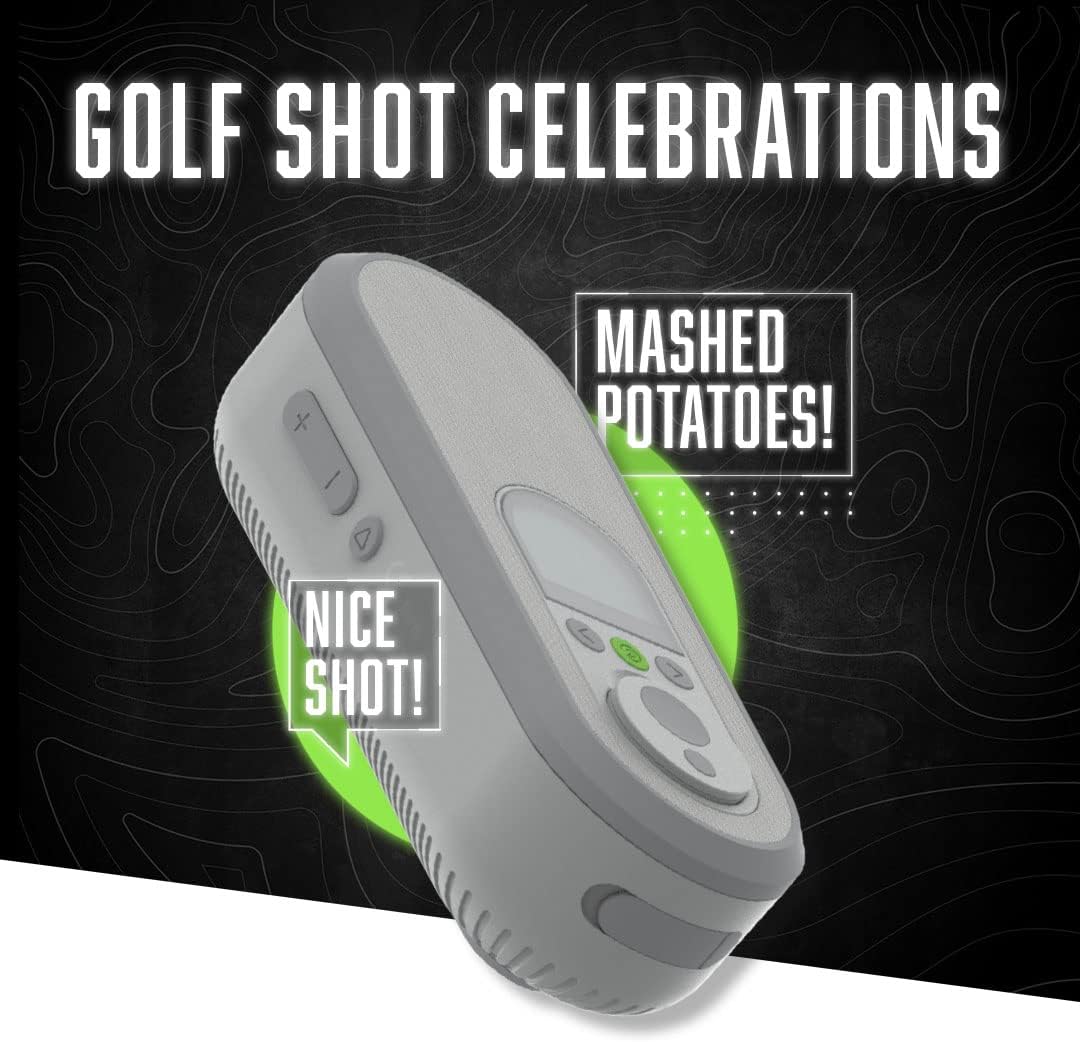 The golf speaker displaying 'Nice Shot!' and 'Mashed Potatoes!' for golf shot celebrations.