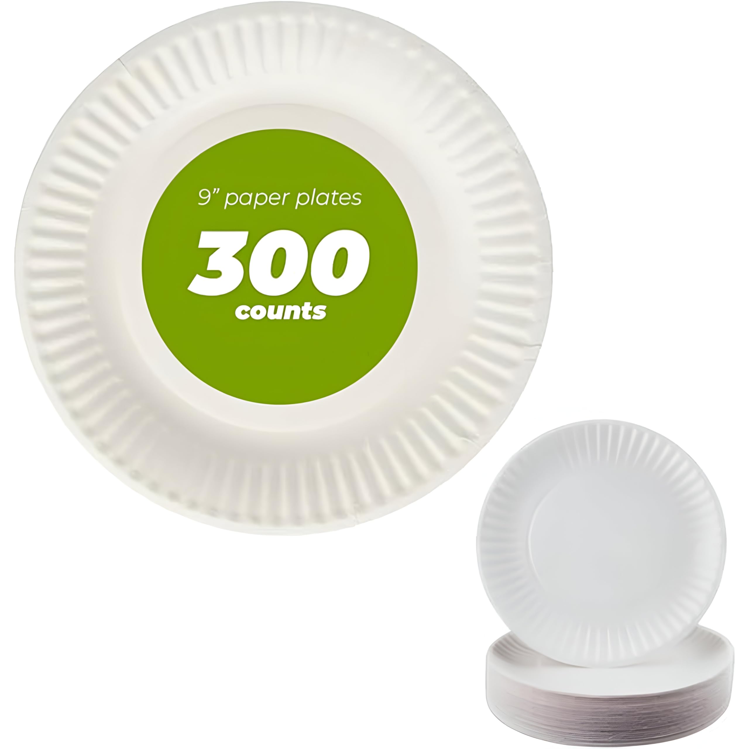 Concession Essentials Plato de papel, 22,86 cm, blanco sin revestimiento, 300 unidades