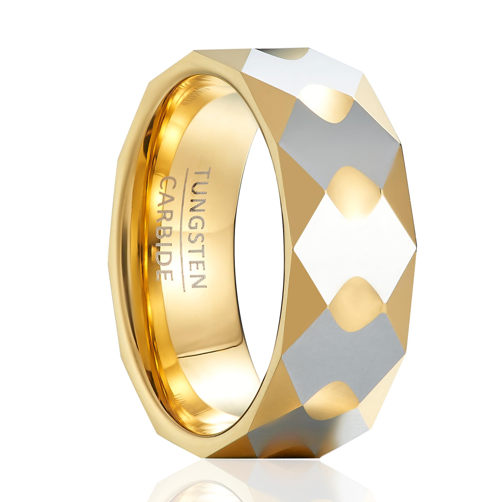 SOXEMAN 8mm Unisex Tungsten Wedding Band, Infinity Gleam Faceted Design