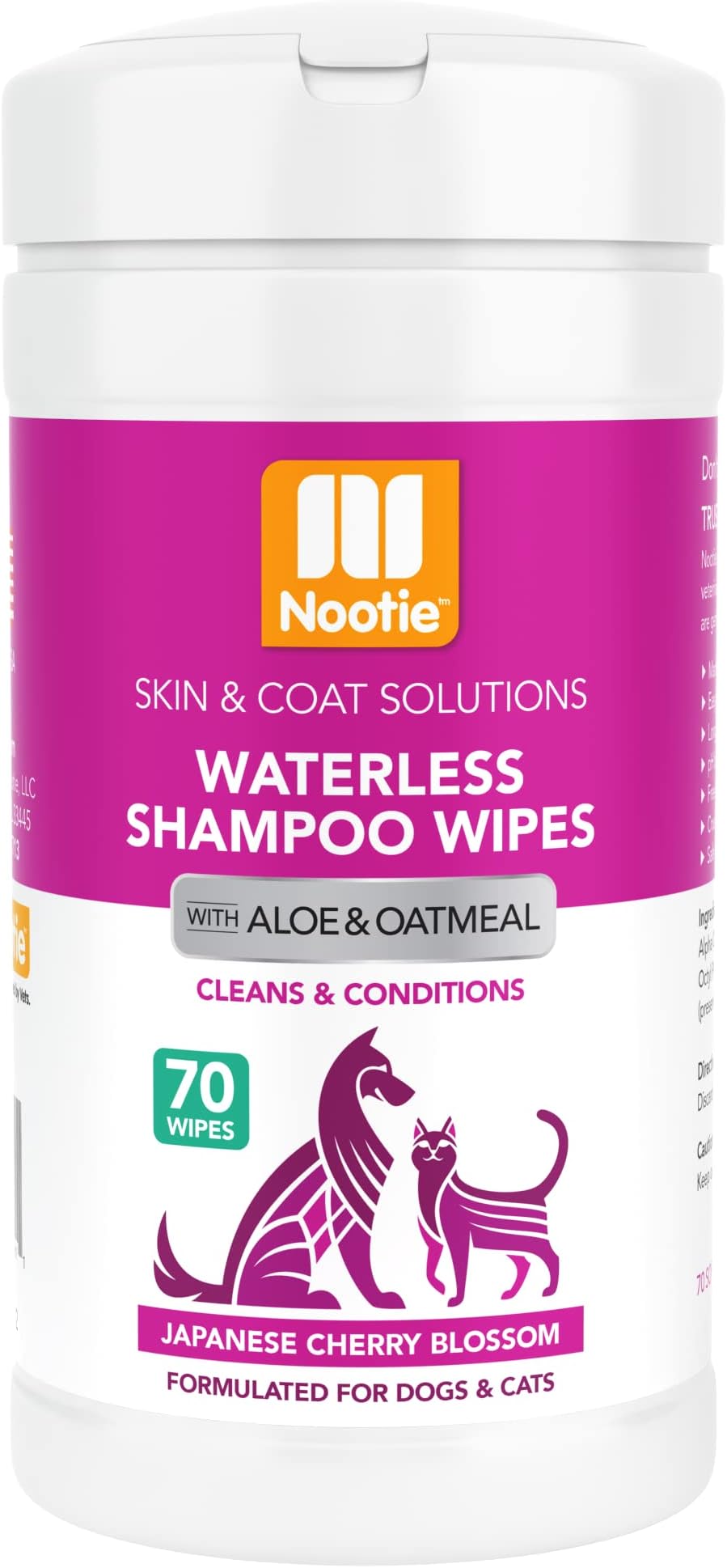 Waterless Shampoo Wipes for Dogs & Cats - Cherry Blossom, 70 Pack