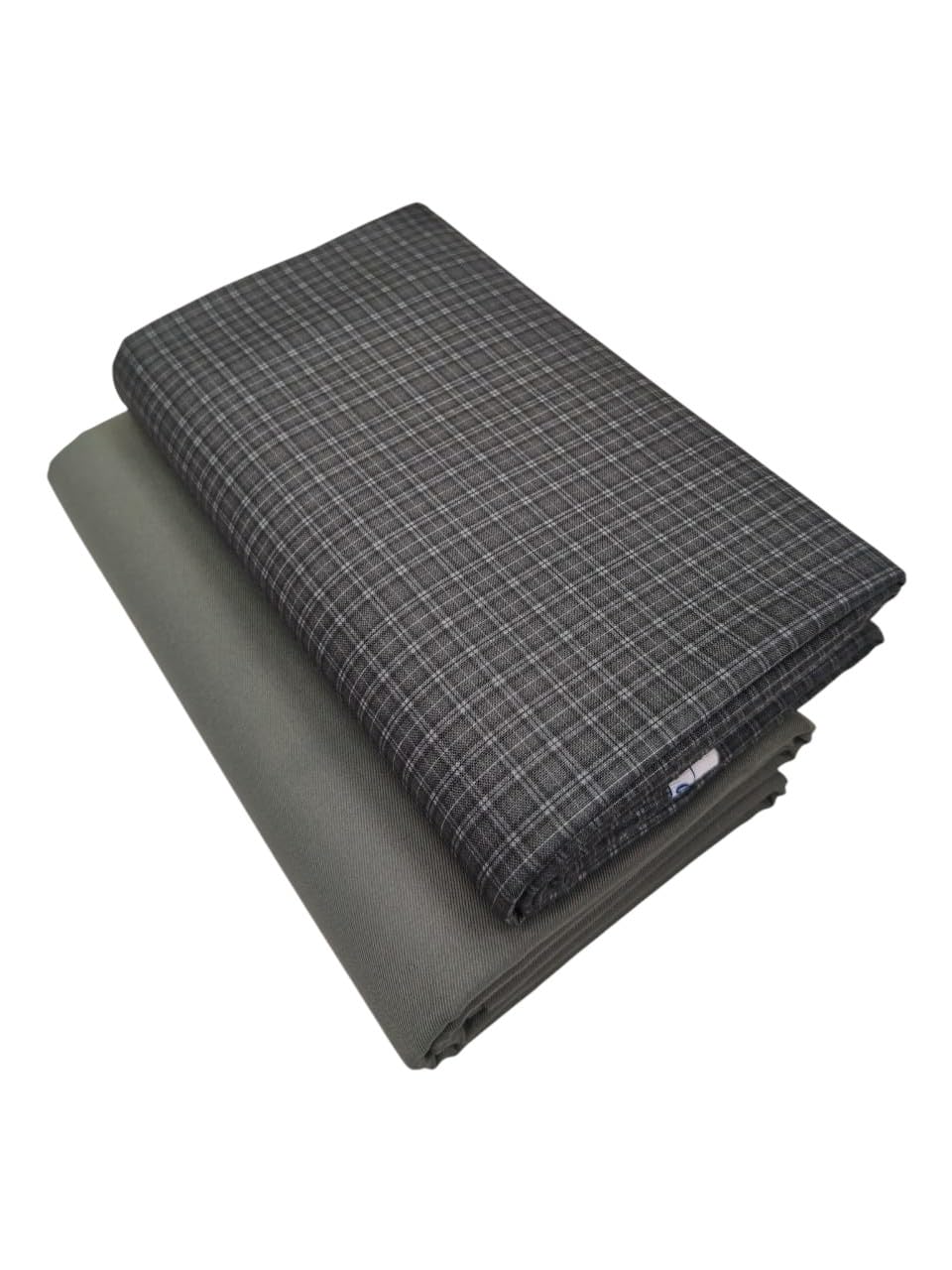 Men's Unstitched Shirt Pant Fabric Combo Dark Grey Checks & Sage Grey-image-15