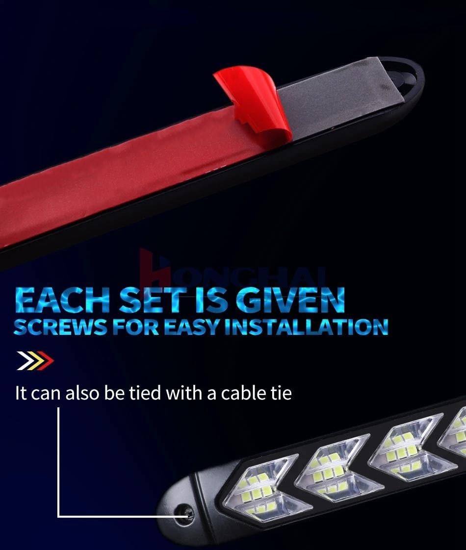 Luces Giro Indicadoras Tira Luces Led Conducción Diurna Para Coche 2 Uds 12V Impermeable Secuencial Flexible Flecha Amarilla Señal Giro Luz Advertencia Seguridad Indicadoras Giro Dinámicas ( Size : Re