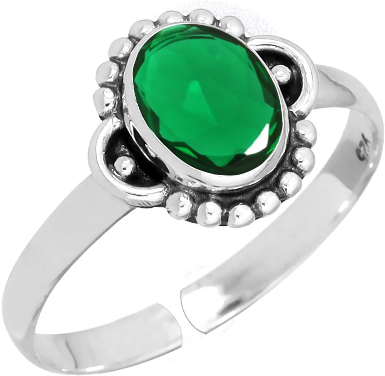 Handmade Genuine 925 Sterling Silver Adjustable Ring Natural Gemstone Crystal, Turquoise, Pearl, Onyx Oval Boho Jewelry For Women