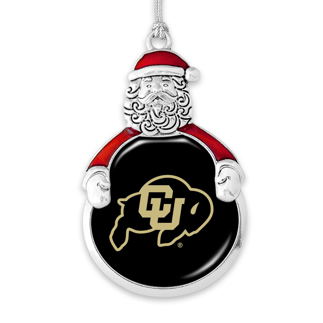 Colorado Buffaloes Santa with Team Logo Silver Metal Christmas Ornament Gift Tree Decoration CU