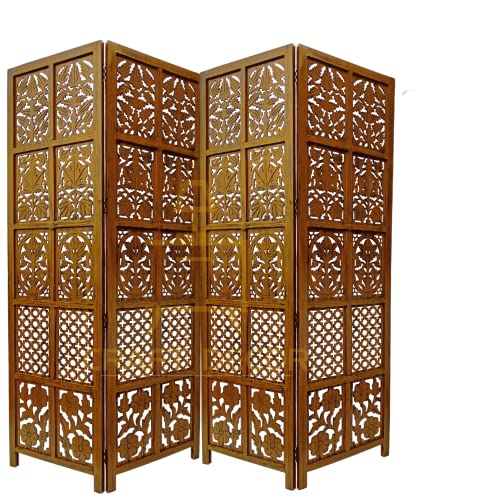 Image of Wooden Room Partition Screen Divider with Stands for Living Room & Bedroom | Folding Wooden Separator & Panel Room Partition Wall for Office & Salon