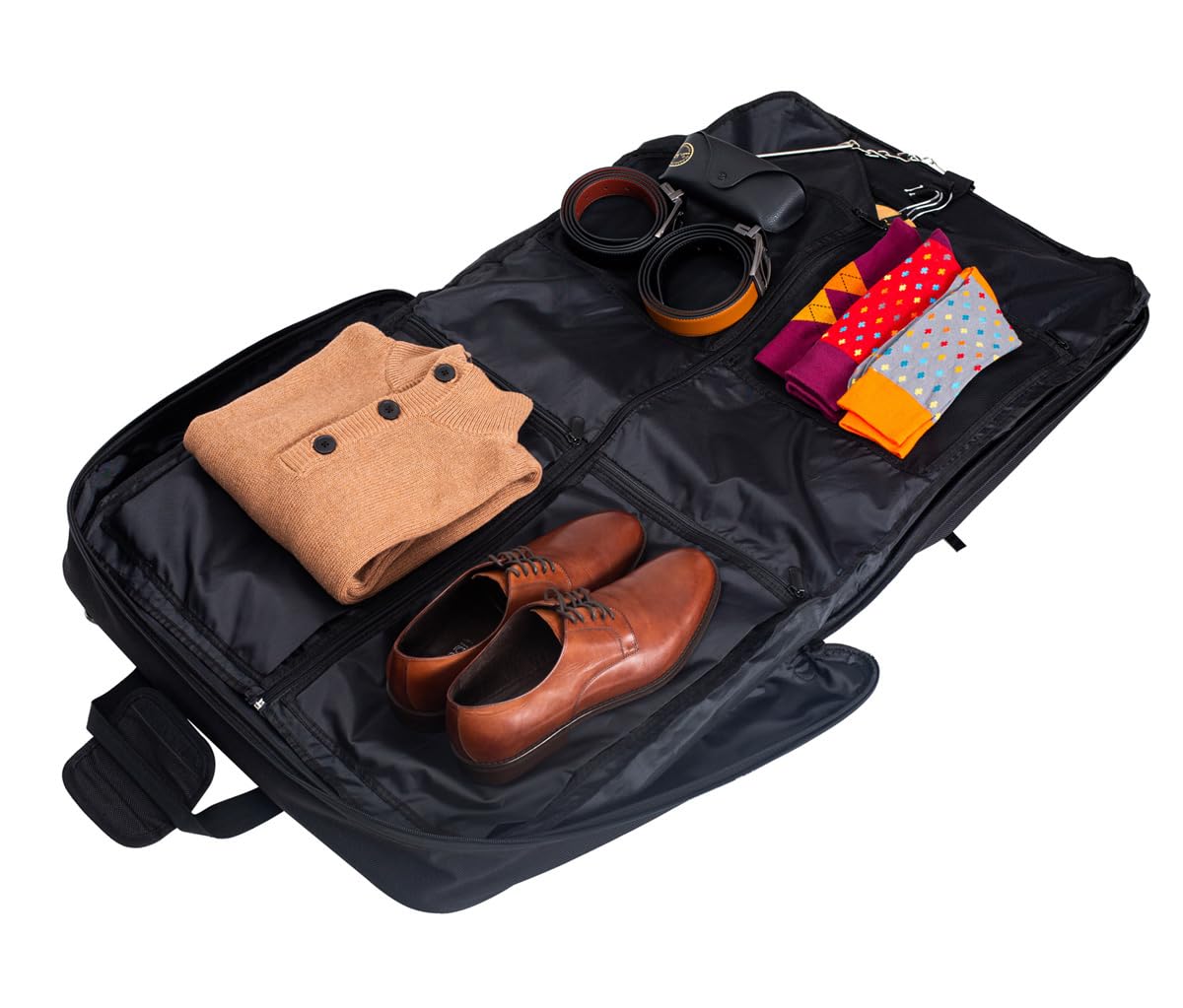 Reisetasche für Kleidung, Kleidersack für Anzüge, Alfred Lite | Kleider, Anzugtasche für Kleidung in Größen XS-M, Schwarze Gepäcktasche, Klamotten ohne Falten, 55 cm x 50 cm
