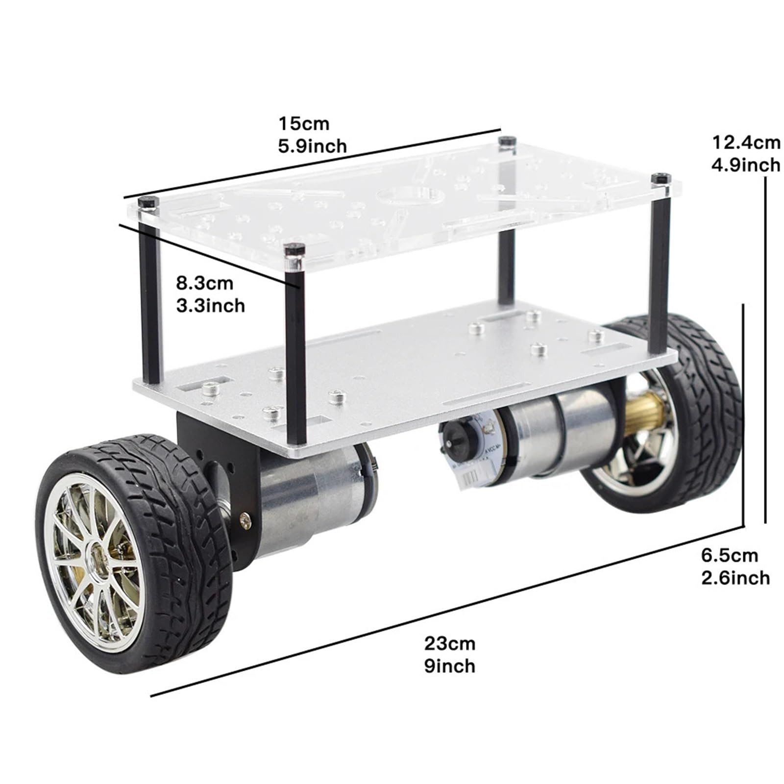 Podwójne podwozie 2WD samobalansujący zestaw samochodowy Robot z 2 szt. Silnik enkodera dla Arduino Raspberry Pi DIY macierzystych części do zabawek(gray)