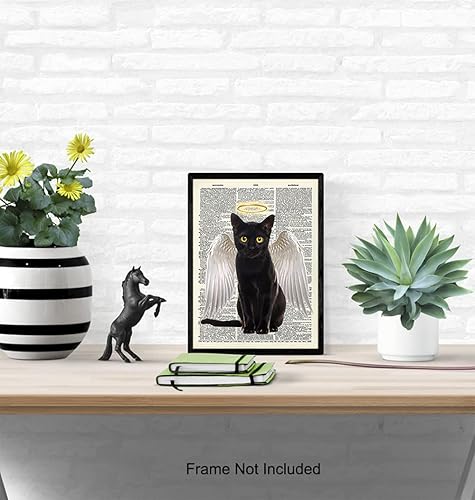Miniatura 4 de Decoración de pared de gato negro  Impresión artística de ángel  Decoración de pared de diccionario de 8 x 10  Póster de decoración para el hogar
