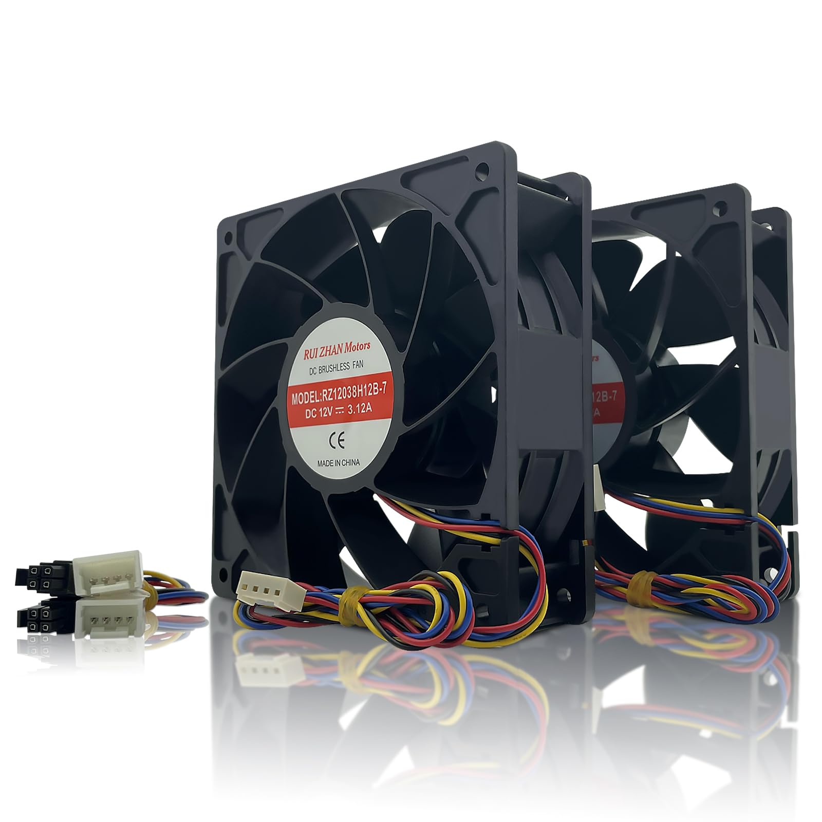120mm Cooling Miner Fan [4pin/2 * 2pin] High Speed Dual Ball Bearing Bitcoin (BTC) Mining Machine Fan, Asic Antminer Replacement Fan for Bitmain Mining  Rig and Whatsminer Mining Fan - 2 Pack: Buy