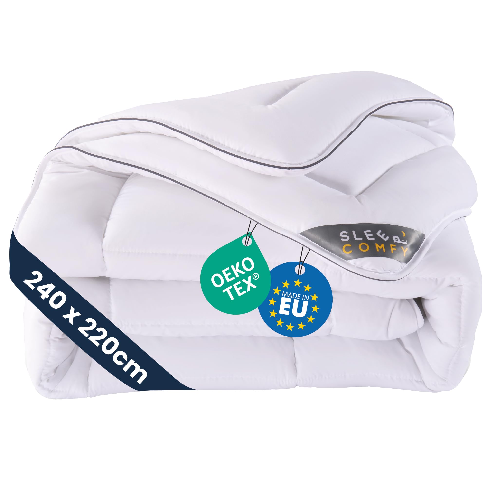SLEEP COMFY Luxe 4-seizoenen Dekbed, Oeko-Tex Gecertificeerd, Antibacterieel & Wasbaar Ganzjaardekbed 240x220, Microvezel Steppdekbed met 2 Combineerbare Delen