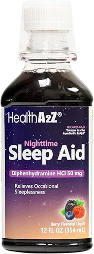 HealthA2Z Ayuda para dormir nocturno  Difenhidramina 50 mg HCl 12 onzas líquidas  Acción rápida