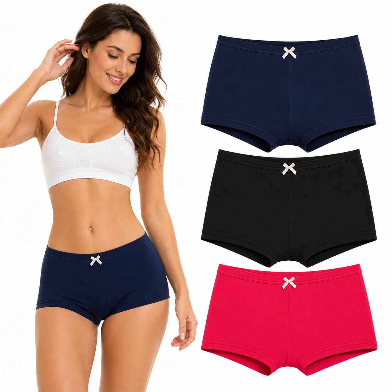 mcavoy LADYBAY Women's Mid Rise Soft & Breathable Boyshorts Cotton Panties-picture-14