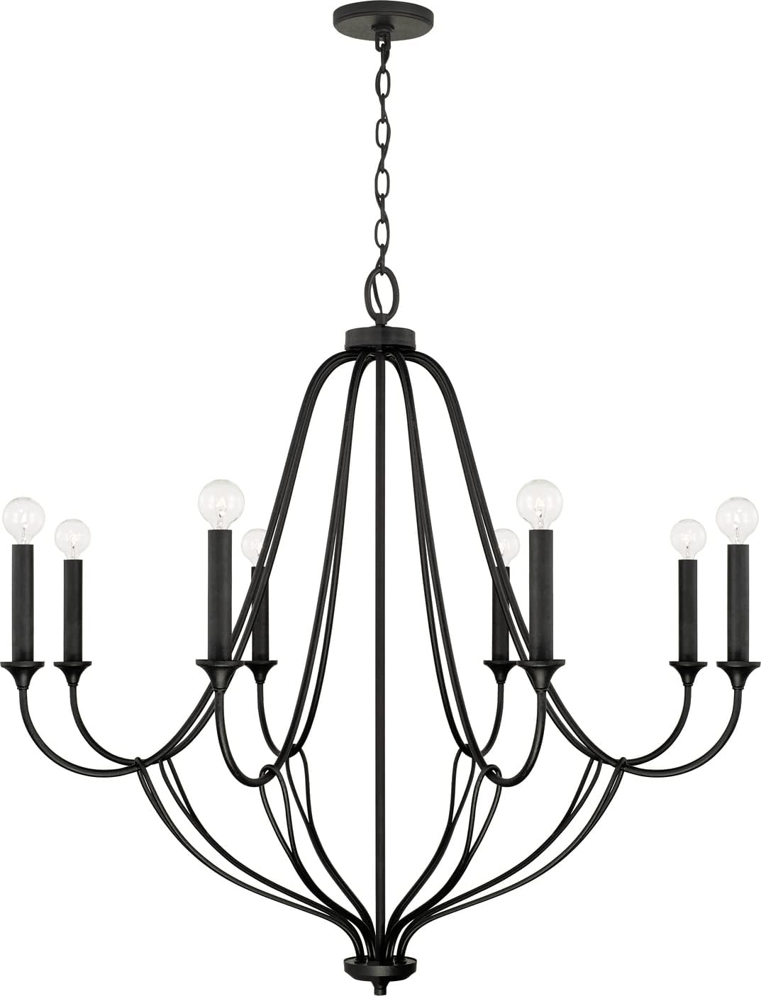 Capital Lighting 441661BI Bentley Transitional Airy Design Candle Chandelier, 6-Light 360 Total Watts, 30" H x 30" W, Black Iron