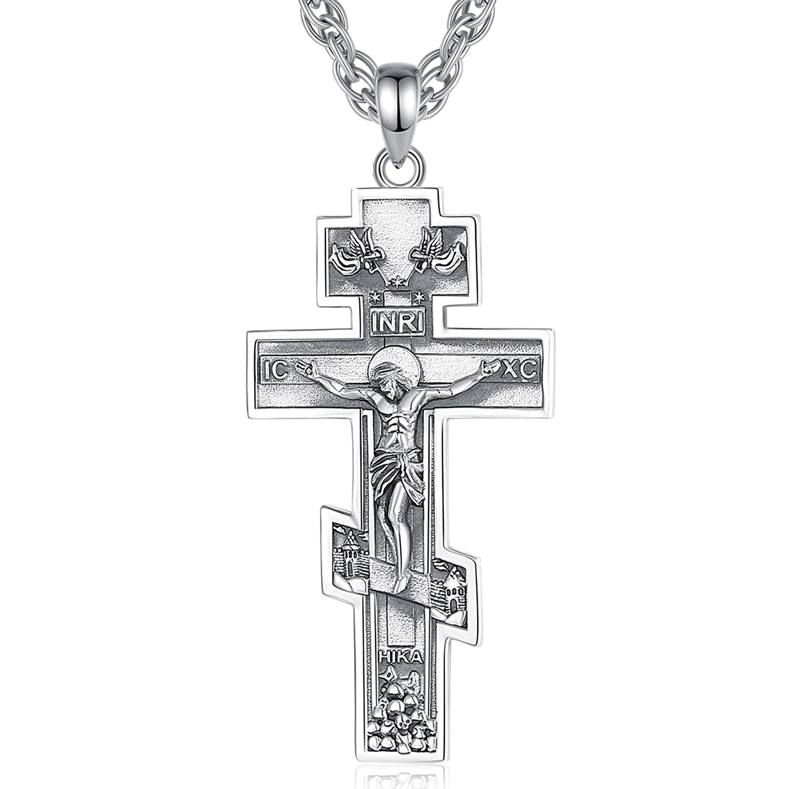 CELESTIA Kreuz Anhänger Heiliger Christophorus Erzengel Michael Heilige Drei Könige Kruzifix Kette Silber 925 Christliche Schmuck Geschenke Frauen Mann