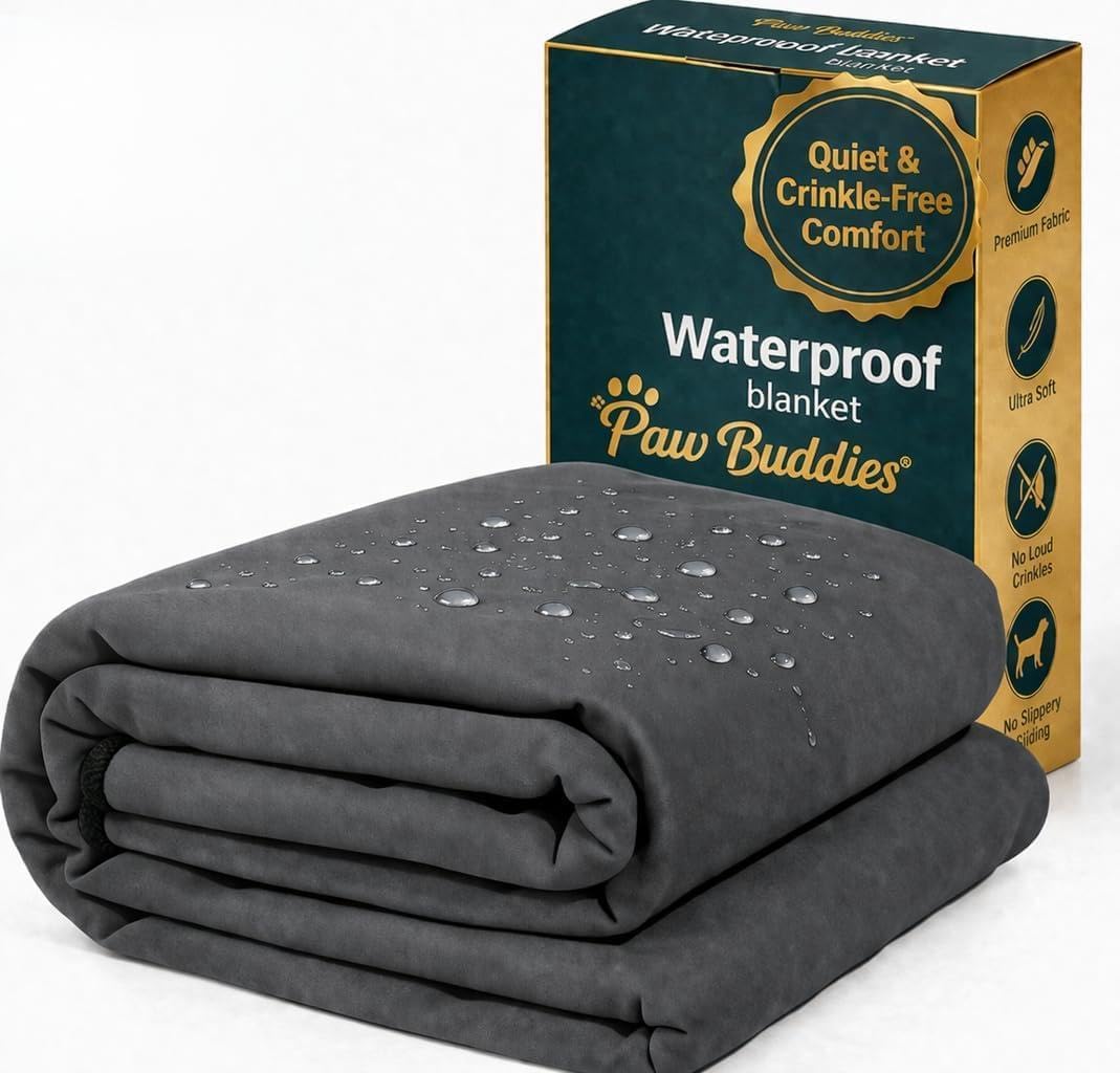 Paw Buddies Premium Waterproof Blanket 80"x90" Velvet-Feel Reversible Throw – Leakproof, Machine Washable Bed & Sofa King Size Protector for Couples, Pets & Travel + Bonus Small Blanket
