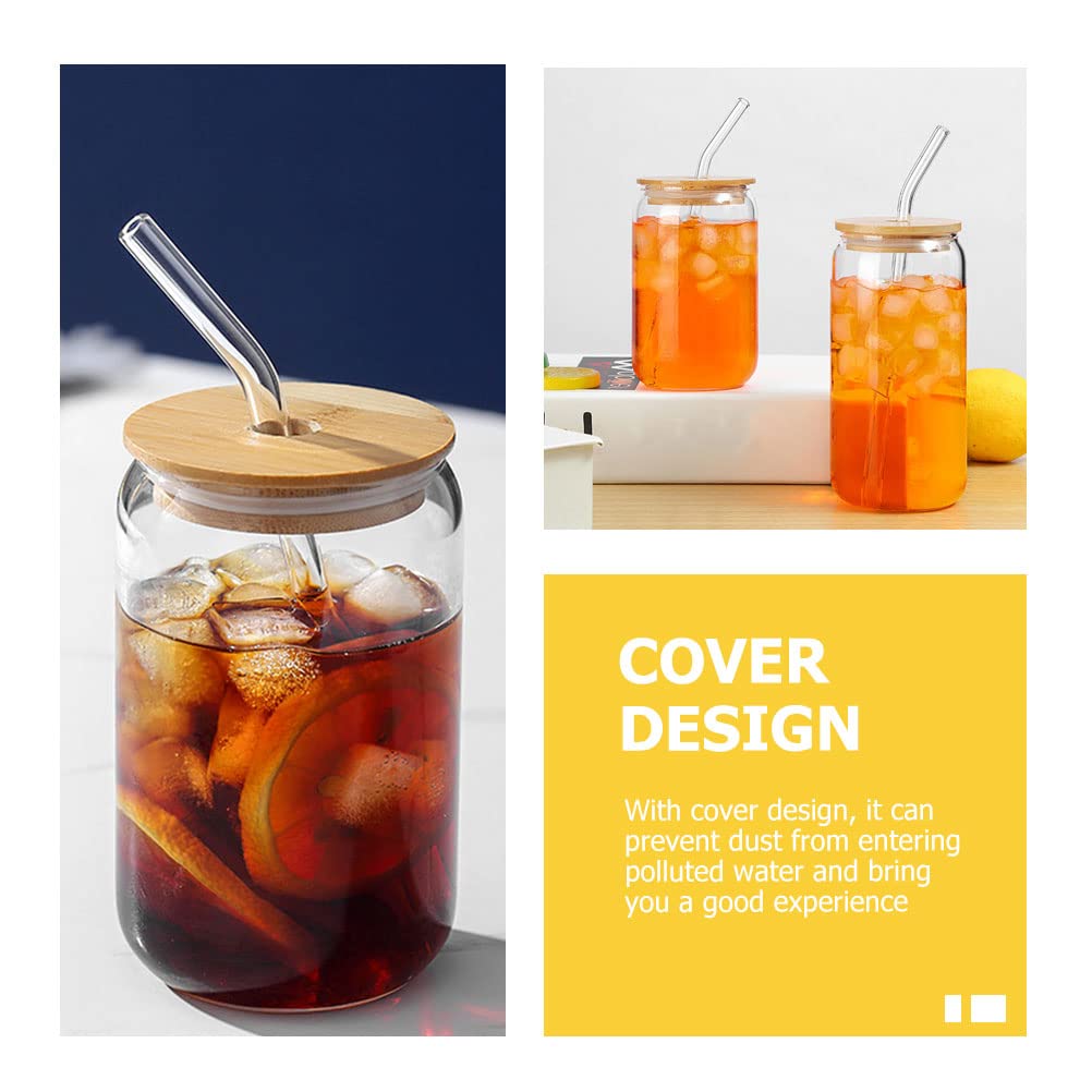 Tasses En Verre Avec Couvercles Et Pailles, Tasses En Verre
