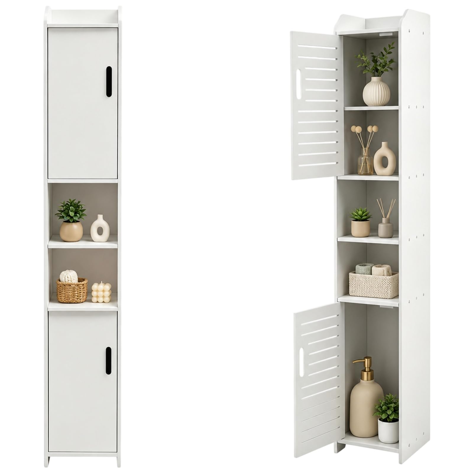 LLHONG Tall Bathroom Storage Cabinet Floor Standing Slim Display Cabinet
