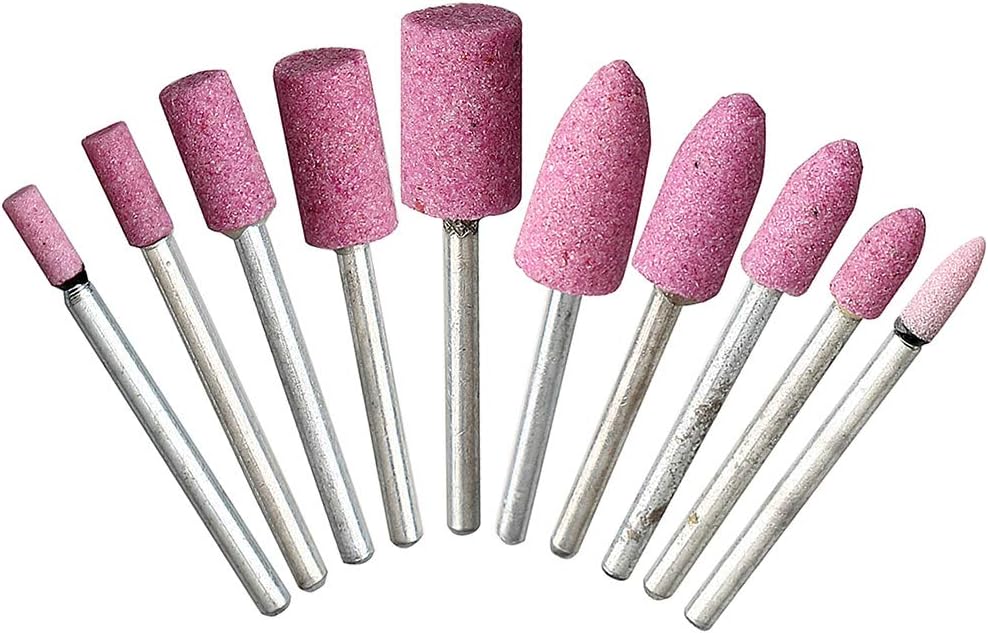 10 Pcs Mounted Point Grinding bits, Shank Abrasive Mounted Stone Rotary Tool Grinding Wheels Bit Set for Dremel