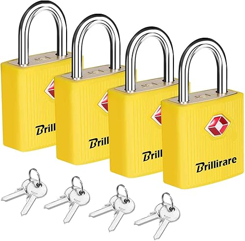 Paquete de 4 cerraduras de equipaje aprobadas por la TSA con llaves, candado de viaje, cerradura con llave impermeable de aleación de zinc,