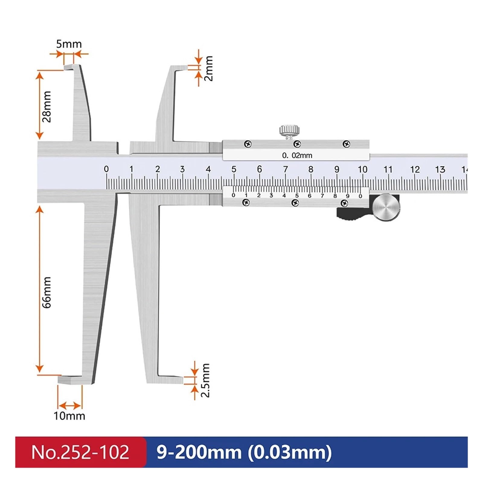 Precyzyjny, Długi Pazur, Średnica Wewnętrzna, Suwmiarka Z Noniuszem, Instrument Pomiarowy Precyzyjne Czytanie(9-200mm)