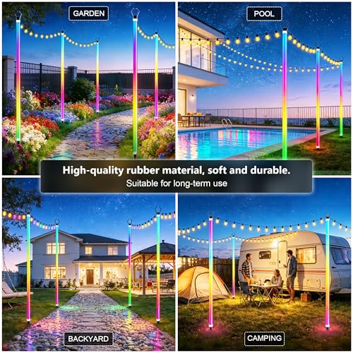 Image of AILBTON 2-Pack 6.6FT RGB+IC Neon Ambient Light for Poles,Outdoor Clip-on Chasing Effect Lighting, Waterproof Neon Atmosphere Lights for Patio Outdoor Living Camping Party