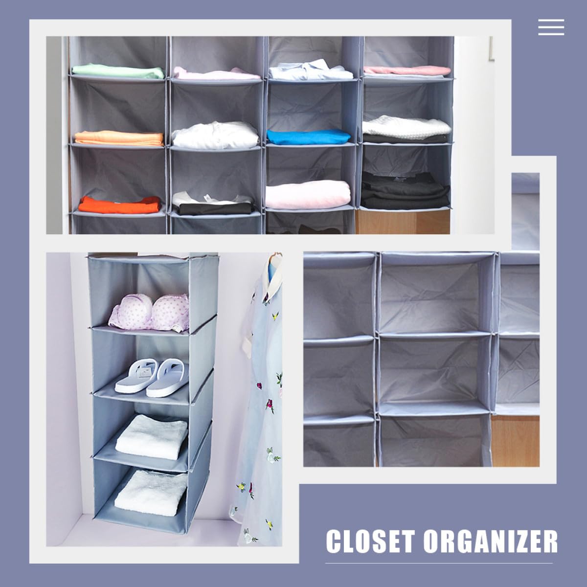 PACKOVE Organisateur de Vêtements pour Armoire à Linge Suspendu 4 Couches en Polyester Grosse Capacité Facile à Installer Ranger pour Placard