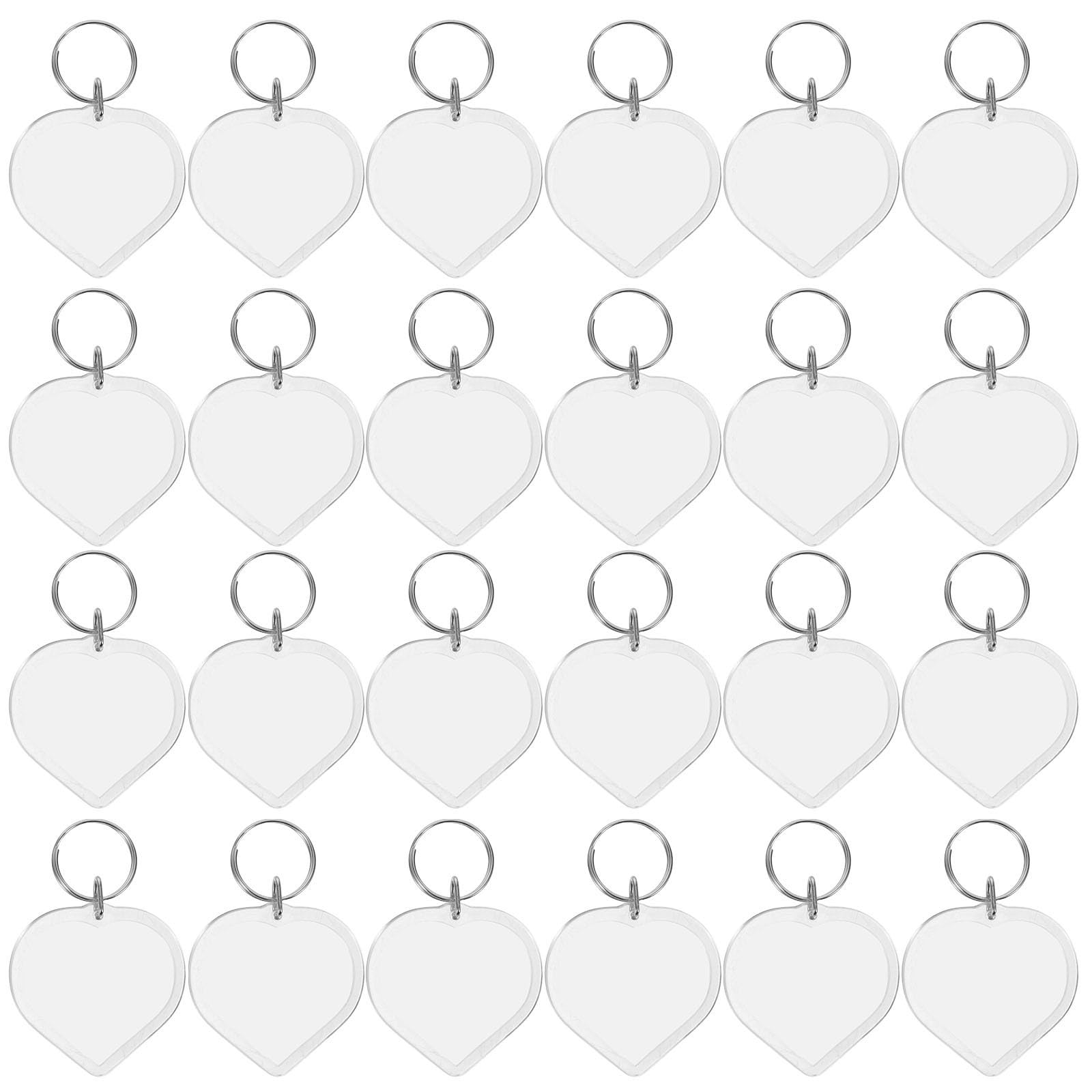 Ciieeo 100 Stück Acryl Herz Schlüsselanhänger zum Selbstgestalten mit Fotoeinlage Transparent Tragbar für Erinnerungsprojekte und Geschenke