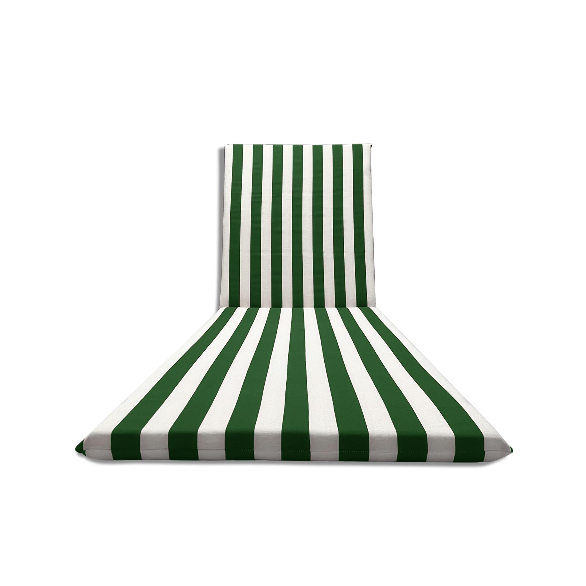 Il Tuo Artigiano Design Banded Cushion for Sunbed 190 x 60 cm in 100% Cotton Fabric Totally Artisan (White and Green)