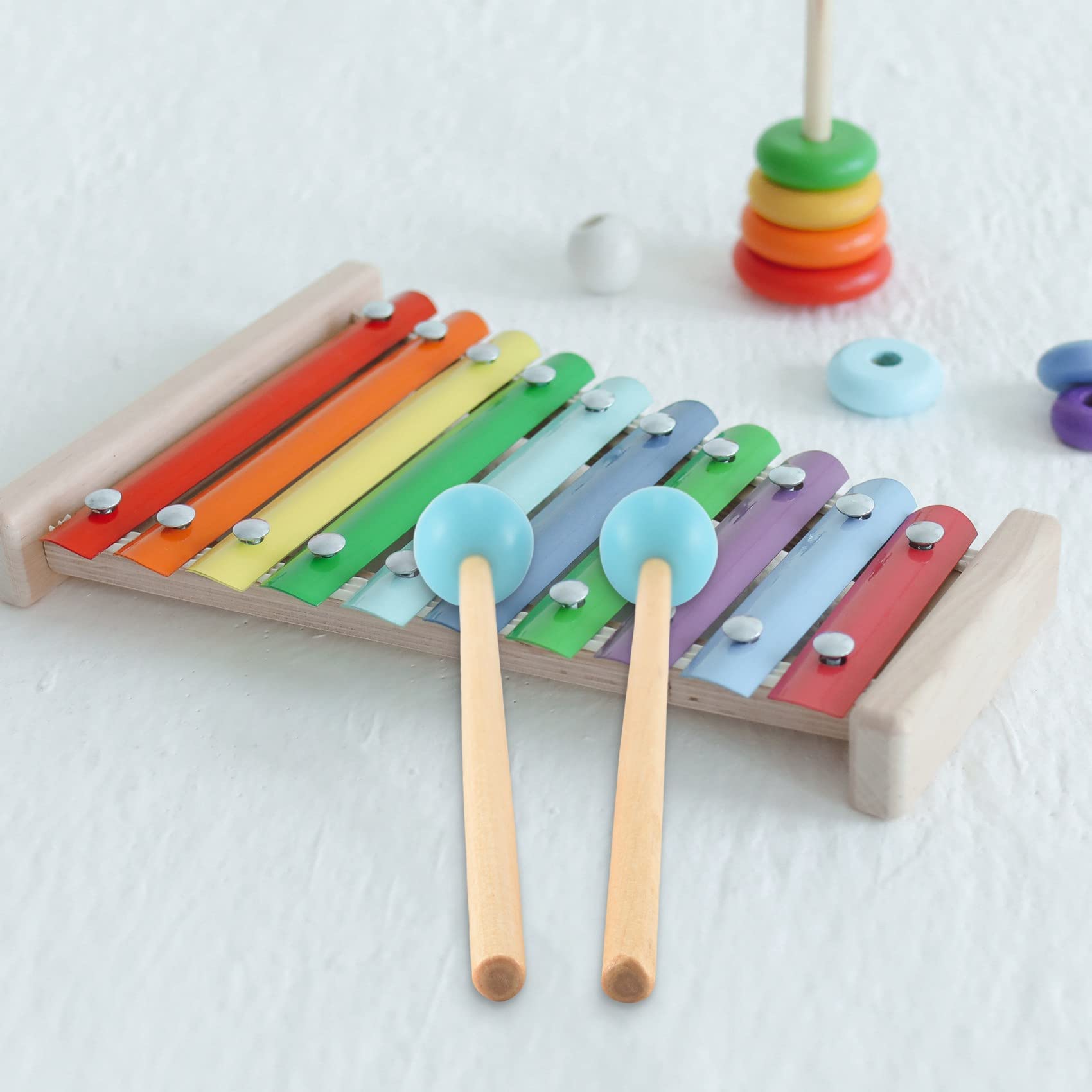 Lizusidtsy 2Pcs Soft Rubber Head Sticks Wood Handle Bell Mallets for Glockenspiel Xylophone Bell Music Instruments Parts Green, 500005721A2