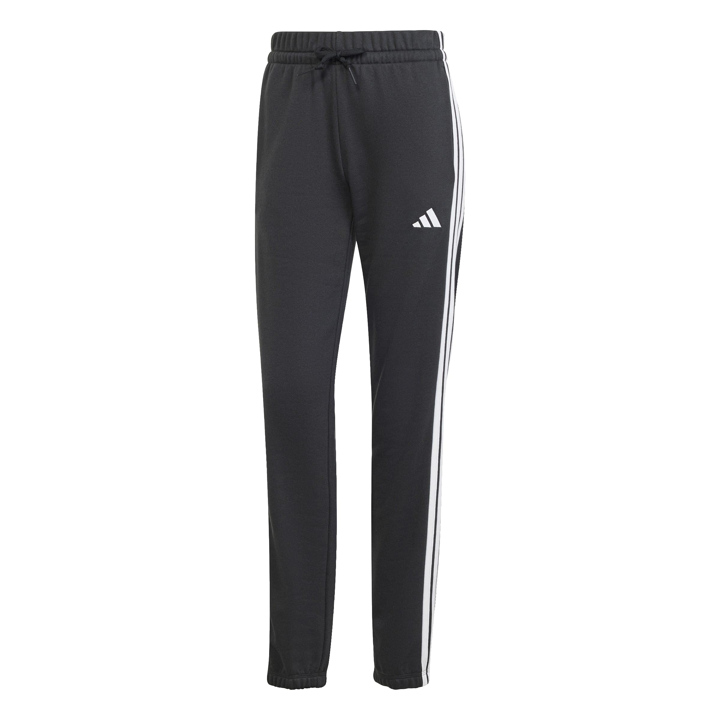 adidas Women's Essentials 3-Stripes French Terry Cuffed Pants, Black/White, XXS