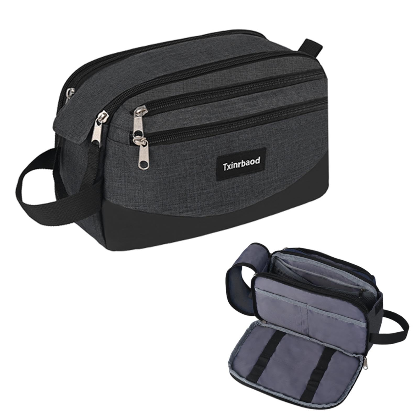 Txinrbaod Toiletry Bag for Men Travel Essentials Shaving Dopp Kit Mens Toiletry Travel Bag for Grooming Water Resistant Cosmetic Bag Grey