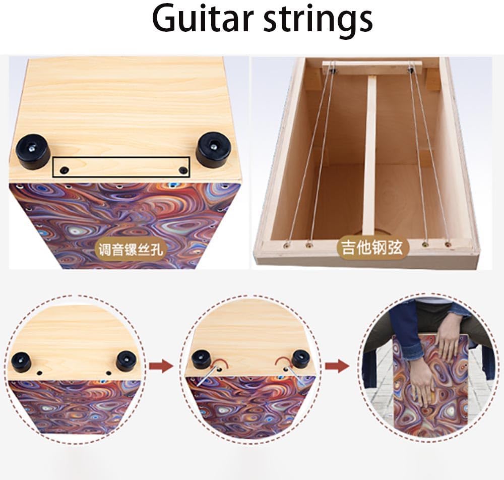 Cajon Box Drum-Wooden Box Drum Musical Instrument Hand Drum Percussion Instrument easy to learn (G)