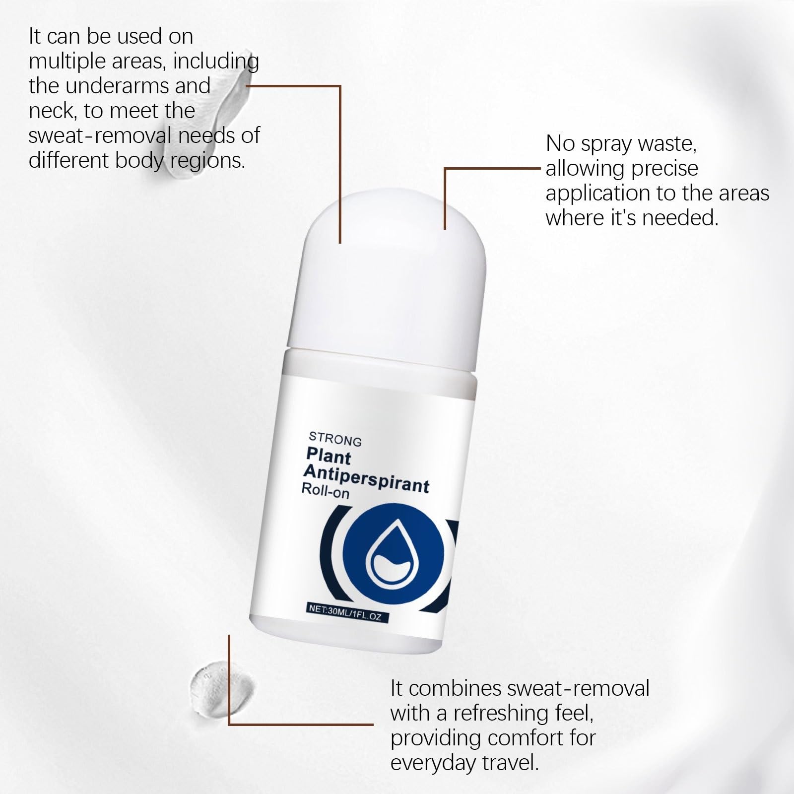 Deodorante roll-on antitraspirante al profumo di menta fresca, protezione 12 ore, non macchia, ipoallergenico per pelli sensibili, senza alcool e parabeni, 30 ml