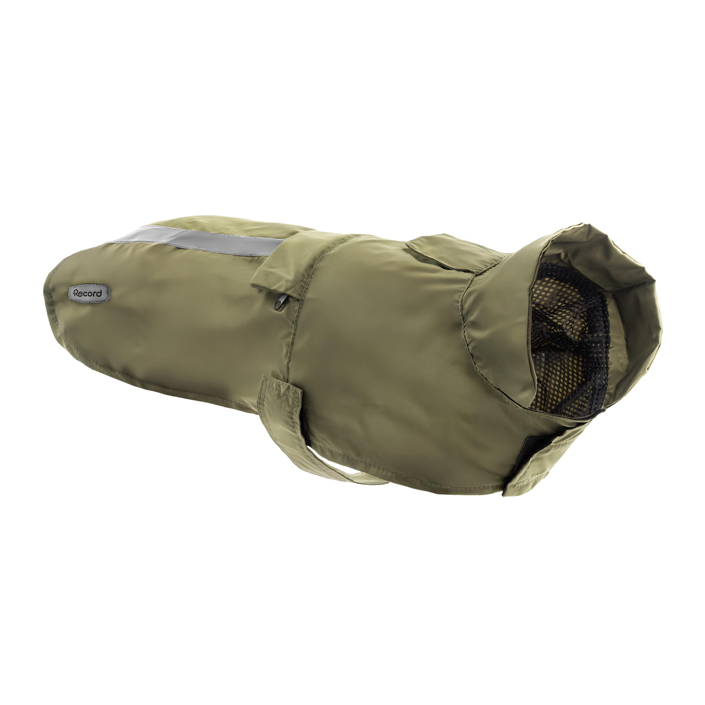 Record - Imperméable pour Chiens Giger. Pliable avec intérieur Respirant en Maille, Bandes réfléchissantes et élastiques réglables pour Pattes arrière - Confortable et sûr pour Chaque Promenade |