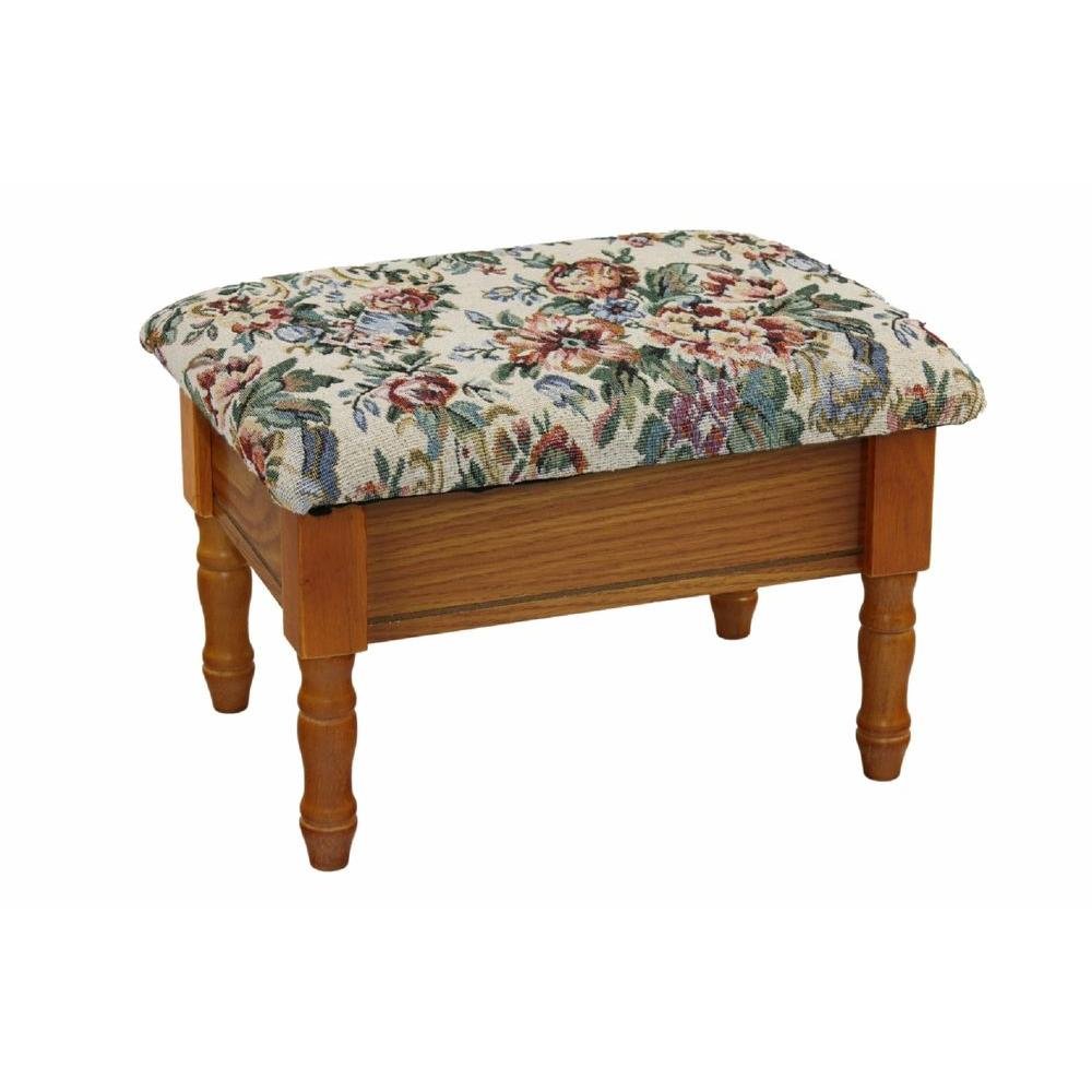 Oak Queen Anne Style Footstool with Storage