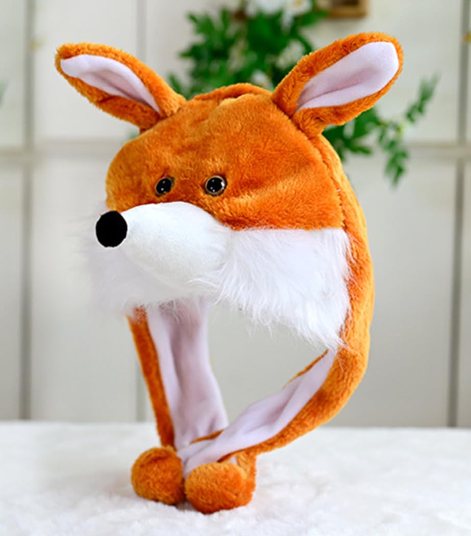 Naichuo Plush Animal Hat with Ear Flaps, Cozy Novelty Party Cap for for Kids Teens Adults Halloween Christmas(Fox) - Image 2