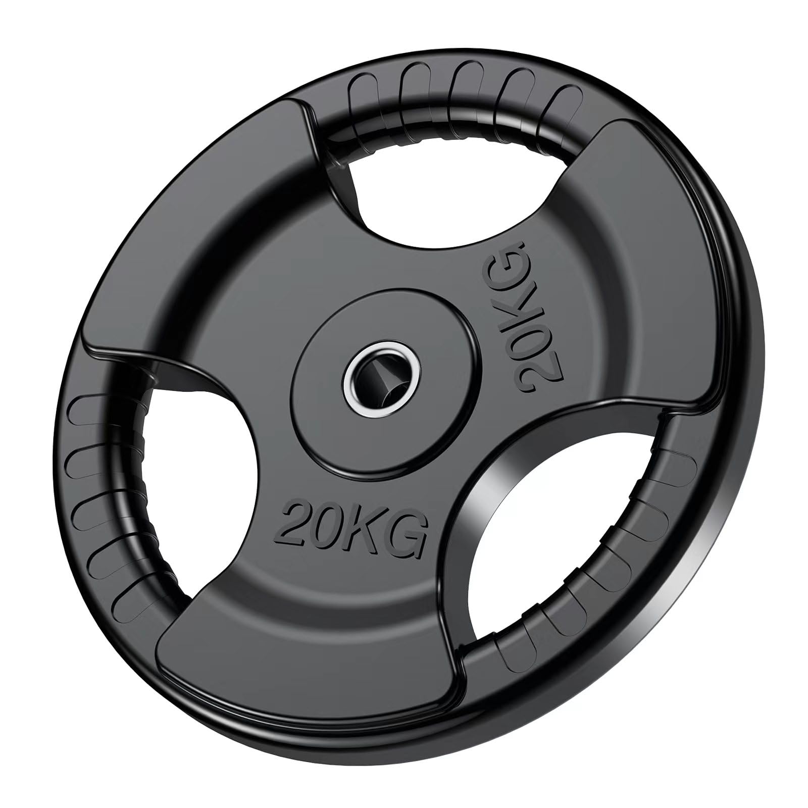 PhysKcal 20kg x1 1-Inch Olympic Weight Plates with Rubber Finish, Black Barbell Plates Discs for Lifting and Strength Training, Solid Cast Iron Core Weights Set for Barbell
